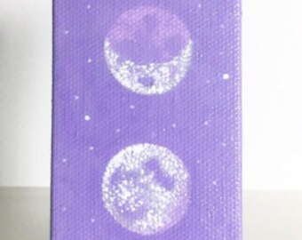 Mini Art - Lavender Twilight Sacred Masculine Moon - Oil Painting by Shelley Irish