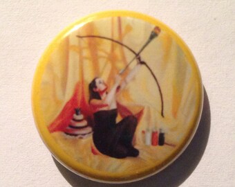 Button - The Markswoman - 1 inch-Pinback Art Button of, 'The Markswoman', Original Oil Painting by Shelley Irish