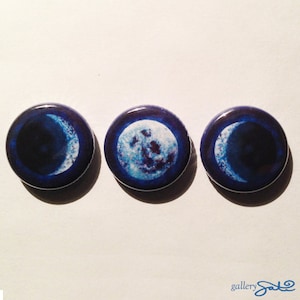 Button Set – ‘Sacred Feminine Blue Moon’- 1 inch-Pinback Art Button of, ‘Sacred Feminine Blue Moon&#39;, Original Oil Painting by Shelley Irish