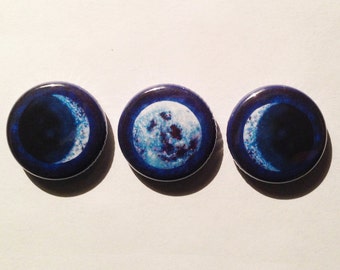 Button Set – ‘Sacred Feminine Blue Moon’- 1 inch-Pinback Art Button of, ‘Sacred Feminine Blue Moon', Original Oil Painting by Shelley Irish