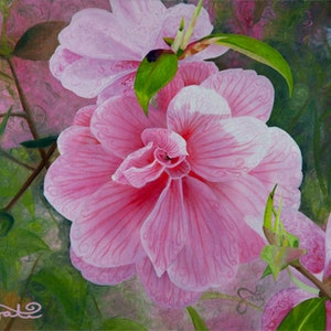 Greeting Card Pink Swirl Garden Card of Original Oil Painting by Shelley Irish image 2