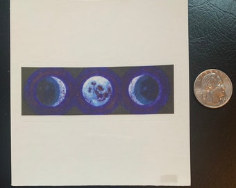 Moon Cycle Vinyl Sticker - new/full/waning - triple goddess