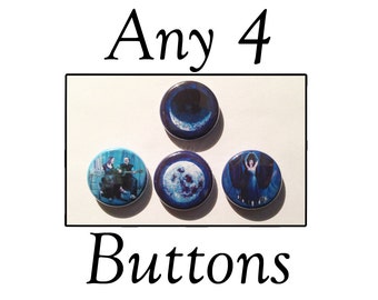 Art Buttons - Any Four 1” Pinback - of Original Oil Paintings by Shelley Irish