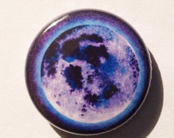 Button – ‘Full Lavender Moon’- 1 inch-Pinback Art Button of, ‘Full Lavender Moon', Original Oil Painting by Shelley Irish