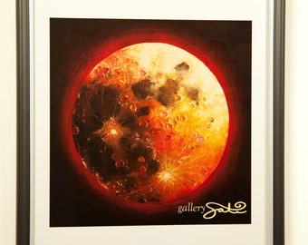 Giclée Print, Framed - Moon Art - ‘Full Harvest Moon’ - by Shelley Irish, 8.5" x 11", Fine Art Giclée Print on Metallic Paper