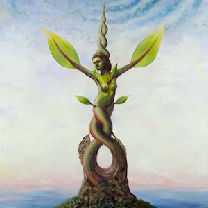 Oil Painting - Green Goddess of New Growth by Shelley Irish 24&quot; x 36&quot;
