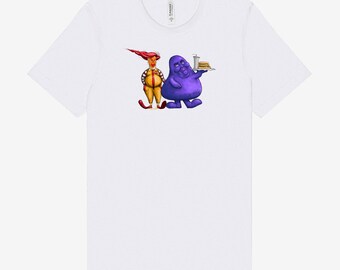 Donald McHeelspurs and JD GrimAss, Presidential clown makeup, Anti-Trump draft dodger T-shirt, Anti-Vance apparel, Body built by McDonalds