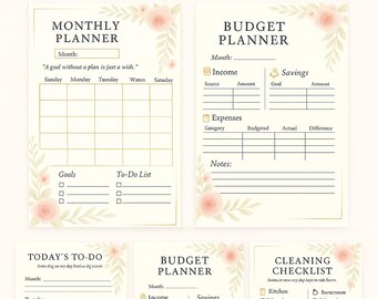 Floral Planner Bundle | Pastel Home, School, Office (PDF Download)
