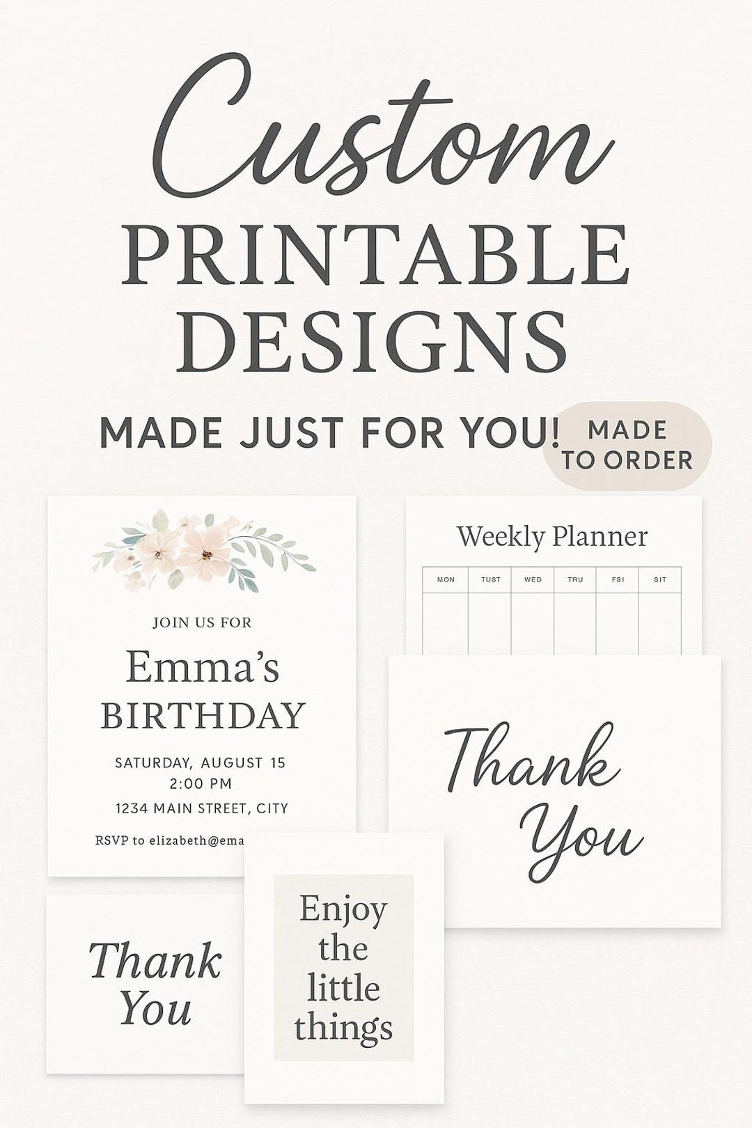 Printable Custom Customizable PDF Printables, Canva Templates & More – Made to Order - Etsy