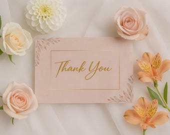 Blush & Gold Thank You Card – Editable Canva Template