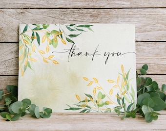 Elegant Greenery Thank You Card | Editable Canva Template