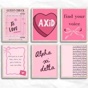 Alpha Xi Delta PINK Wall Art, AXiD Digital Download Poster 12x18 | Aesthetic Dorm Decor for Sorority Sisters | Printable Greek Life Gift
