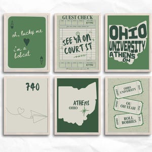 Ohio University Wall Art | Green College Decor | OU Digital Download Prints | Preppy Dorm Posters | Ohio U Aesthetic Print Set of 12