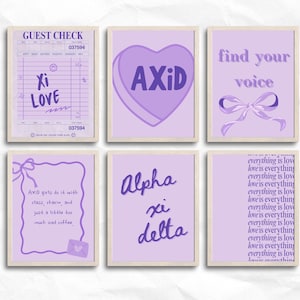 Alpha Xi Delta Purple Wall Art, AXiD Digital Download Poster 12x18 | Aesthetic Dorm Decor for Sorority Sisters | Printable Greek Life Gift