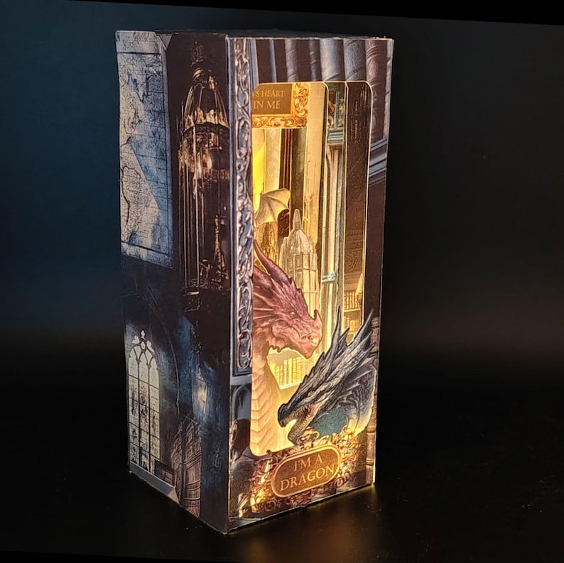 Dragon Book Nook Kit: Paper Diorama Template (PDF & PNG for Cricut) - Etsy