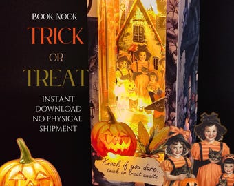Halloween Trick or Treat BookNook Kit: Paper Diorama Template (PDF & PNG for Cricut)