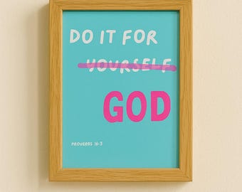 Christian Wall Art / Dorm Room Decor (Aqua and Pink)