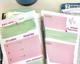 Bible Verse Study - Bible Journaling Sheets / Tip-Ins