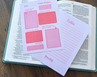 Bible Journal Pages: Pink Design | Guided Scripture Notes, Christian Gift