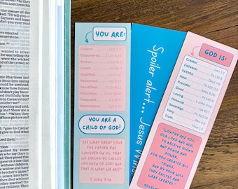 Bible Scripture Tool + Reference - Set of 3 Christian Bookmarks for Girls