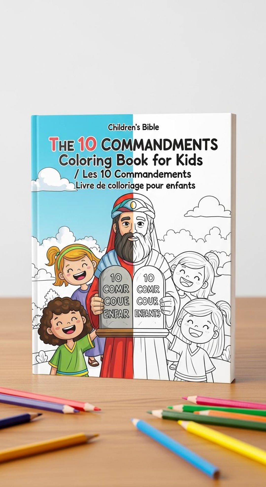 Ten Commandments Coloring Book for Kids: Bilingual Christian Activity ...