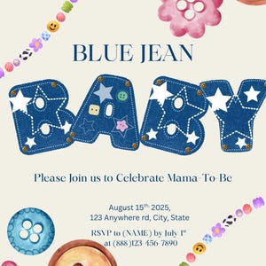 Blue Jean Baby Shower Invitation