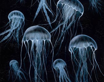 Dance of the Jellies...by Kimberly Fox...Fine Art...Canvas or Paper Print...Striking Home Decor...great for home or office