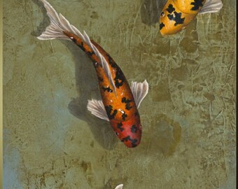 Colorful Koi Art Print - "Color Me Happy" by Kimberly Fox - Wall Art - Ready to Hang to hang...home decor...available in different sizes