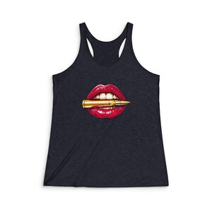 Bold Lips Graphic Racerback Tank Top, Feminine Shirt, Summer Style, Art-Inspired Wear, Trendy Workout Apparel