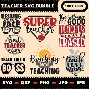 Teacher SVG Bundle: School Clipart, Pencil, Apple, Ruler (Digital Download)