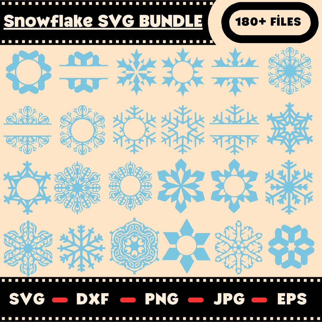 Snowflake SVG Bundle: 180+ Winter Cut Files for Cricut (digital ...