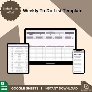 Weekly To-Do List Template: Google Sheets & Excel Planner (Digital Download)