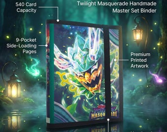 Pasta artesanal Pokémon Twilight Masquerade – Capacidade para 360 cartas | Pasta Master Set