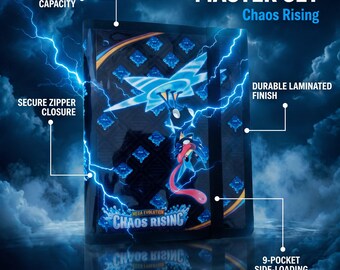 Álbum de Cartas Pokémon inspirado na coleção Chaos Rising Master | Álbum de arte feito à mão por fãs | Capacidade para 540 cartas | Pasta para cartas colecionáveis com abertura lateral