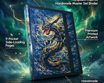 Pasta para Cartas Colecionáveis Artesanal Inspirada em Rayquaza | Capacidade para 360 Cartas | Pasta para Colecionadores de Arte de Fãs