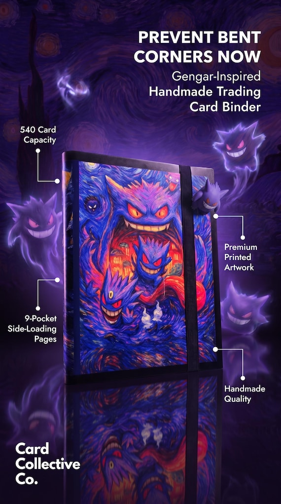 Gengar Fan Art Handmade Trading Card Binder, 540 Slots, 9-pocket