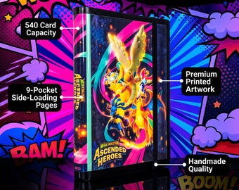Álbum de Cartas Ascended Heroes ME03 | 540 Slots com Abertura Lateral e 9 Bolsos para Colecionadores
