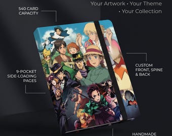 Pasta personalizada para cartas colecionáveis Pokémon – Arte feita à mão por fãs, capacidade para 540 cartas.