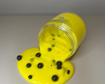 Mango Boba Slime | Bubble tea slime | Gult Glansigt Slime | Glansigt & Töjbart Slime | Mango Slime | Boba Slime