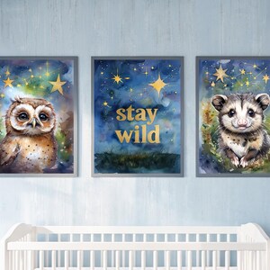 Whimsical Owl Poster Print, Bedroom Decor, Nature Art, Nursery Wall Art, Gift for Animal Lovers, Astrological Decor