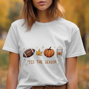 Tis The Season T-Shirt Design,Fall Football Digital File,Pumpkin Spice PNG,Autumn Vibes,DIY Crafting,Sublimation Design,Tote Bags