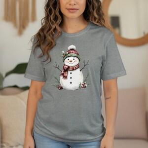 Watercolor Snowman T Shirt, Cute Winter Shirt, Christmas Shirt, Holiday T Shirt, Seasonal Shirt, Festive Tee, Gift for Her, Snowman Lover