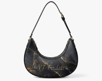 VI For Life Midnight Gold Crescent Shoulder Bag
