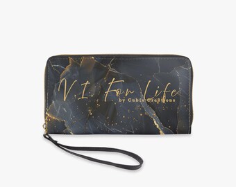 PU LeatherVI For Life Midnight Gold Long Wallet
