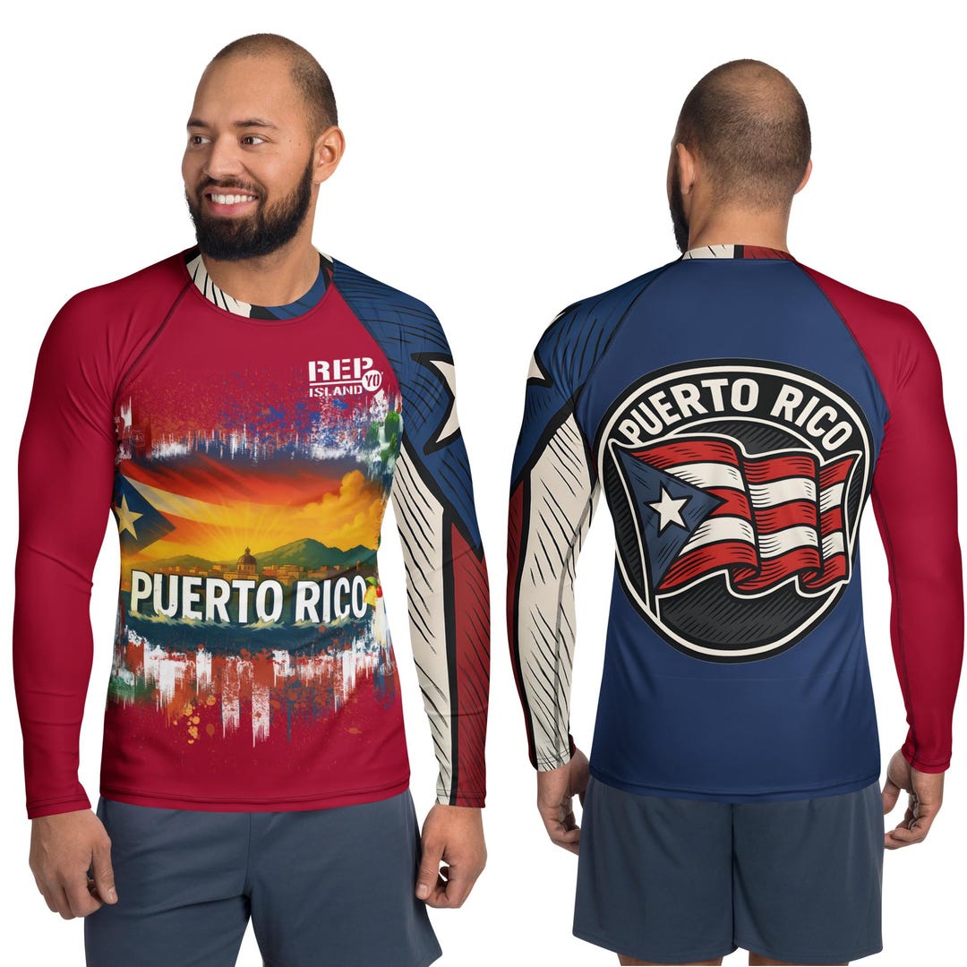 Costa Rica Rash Guard Puerto Rico Long Sleeve Rash Guard – Rep Yo’ Island Performance Shirt ...