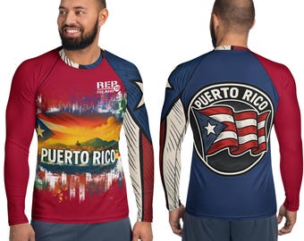 Puerto Rico Long Sleeve Rash Guard – Rep Yo’ Island Performance Shirt