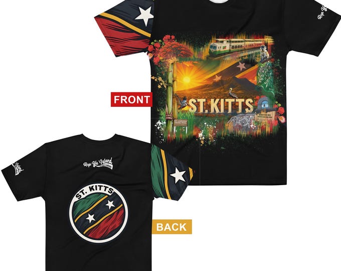 St. Kitts Men’s Island T-Shirt – All-Over Print Caribbean Heritage Tee