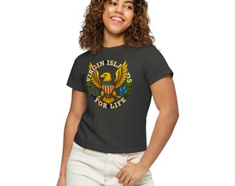 Women’s high-waisted t-shirt - Virgin Islands For Life emblem tee