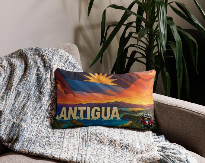 Antigua & Barbuda Double-Sided Throw Pillow | Rep Yo’ Island Caribbean Decor | Island Pride Home Accent