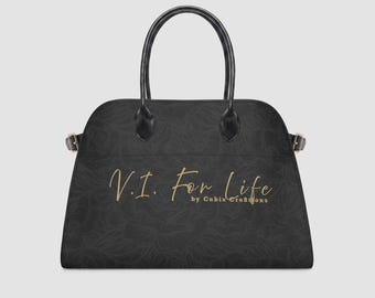 V.I. Noir Structured Black Handbag – Large Top Handle Purse, Gold Accent Carryall, Elegant Vegan Leather Work Bag
